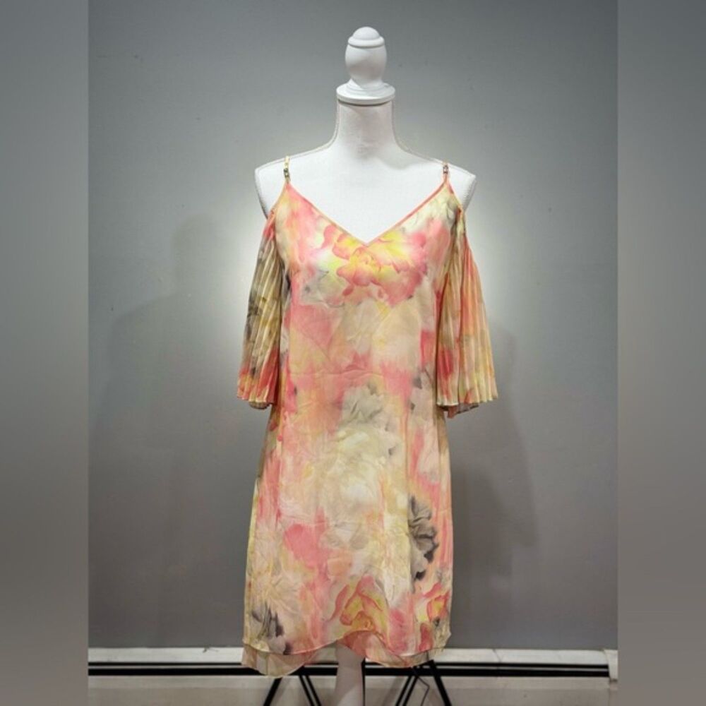 SALE! Pink Floral WHBM Cold Shoulder Sheath Dress Size 4